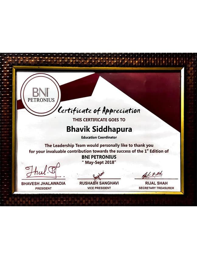 Certificate of Appreciation